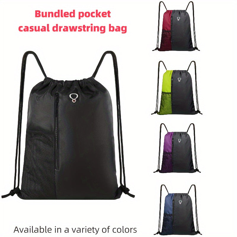 Casual Drawstring Backpack, Lightweight Travel Bundle Pockets, For Gym, Sports & Outdoor Activities