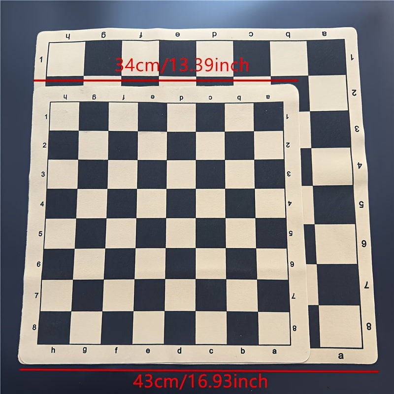 Portable Folding Faux Leather Chess Board - 34cm/13.39inch and 43cm/16.93inch - Perfect for Individual Play and Travel