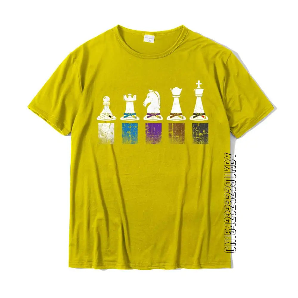 Jiu Jitsu Belt Rank Chess Vintage BJJ T-Shirt Party Top T-Shirts For Men Cotton Tops Tees Casual On Sale