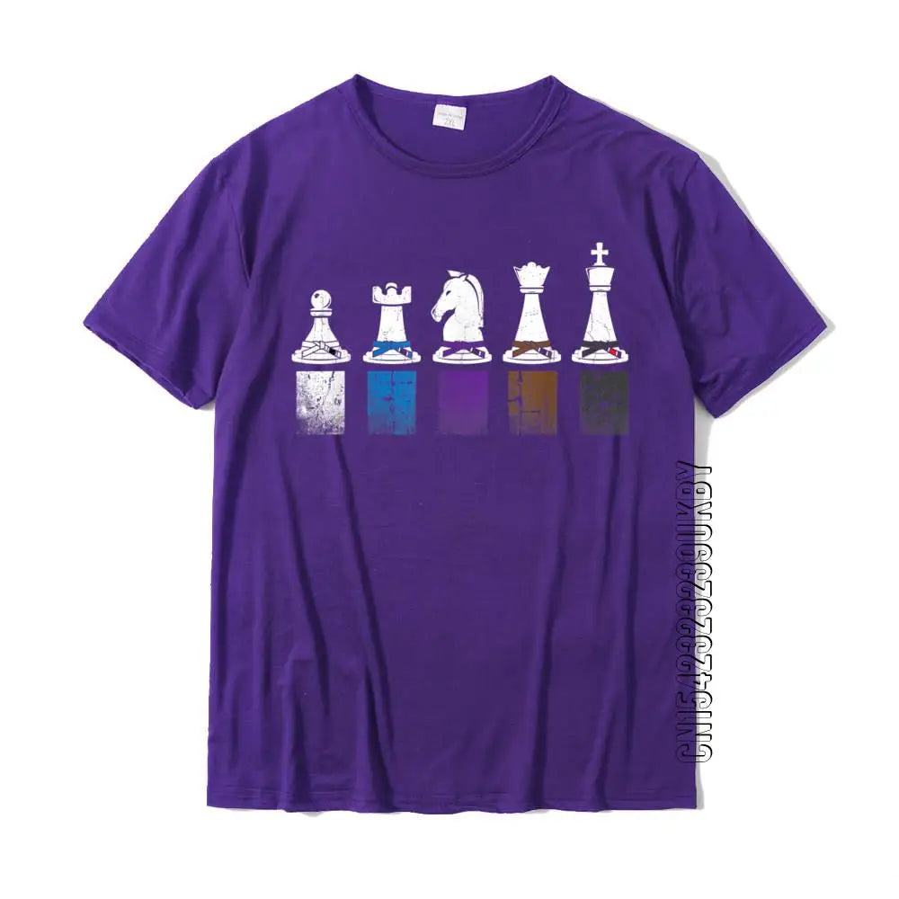 Jiu Jitsu Belt Rank Chess Vintage BJJ T-Shirt Party Top T-Shirts For Men Cotton Tops Tees Casual On Sale