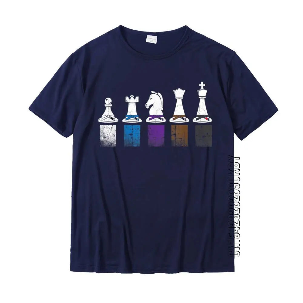 Jiu Jitsu Belt Rank Chess Vintage BJJ T-Shirt Party Top T-Shirts For Men Cotton Tops Tees Casual On Sale