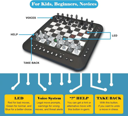 P6 Electronic Chess, Computer Chess Board, Electronic Chess Board Chess Computer Talking Smart Chess Board Electronic Chess Set Magnetic Chess Game with LED for Kids & Adults Learn Chess