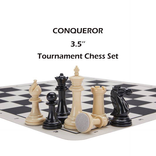 CHESSSHOP Tournament Chess Set 18'' Foldable Silicone Chess Board / 3.5'' King Height Plastic Double Weighted Classic Staunton