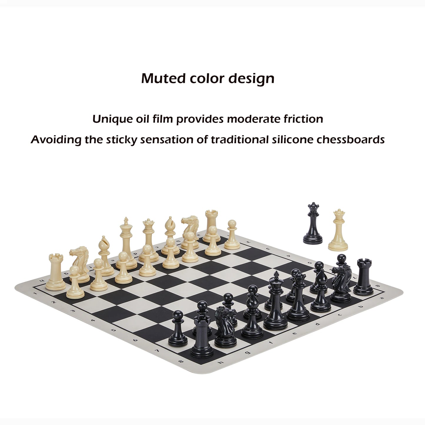 CHESSSHOP Tournament Chess Set 18'' Foldable Silicone Chess Board / 3.5'' King Height Plastic Double Weighted Classic Staunton
