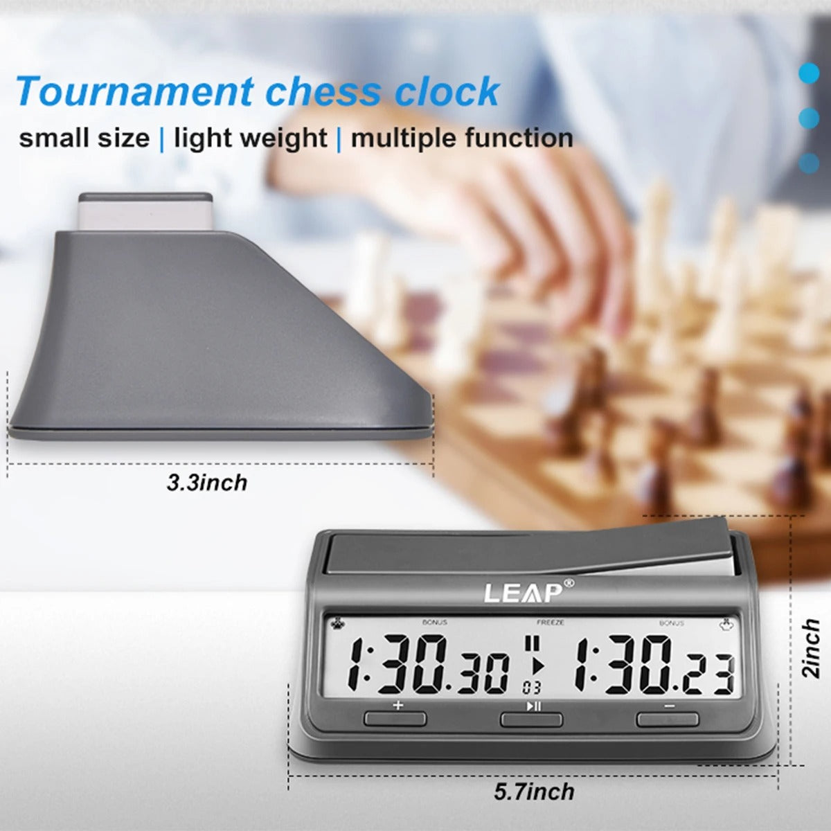 Digital Chess Clock Timer, LEAP Chess Timer for Board Games, Professional Chess Timer with Bonus Delay Count Down Up Function