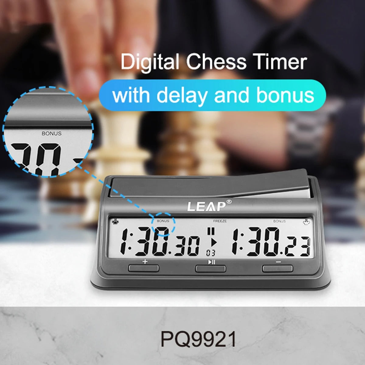 Digital Chess Clock Timer, LEAP Chess Timer for Board Games, Professional Chess Timer with Bonus Delay Count Down Up Function