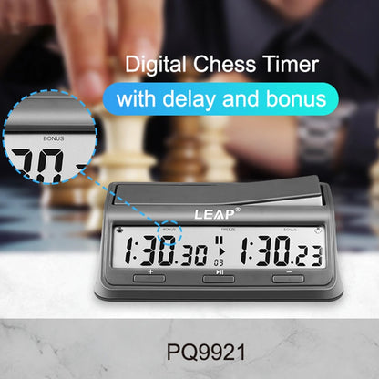 Digital Chess Clock Timer, LEAP Chess Timer for Board Games, Professional Chess Timer with Bonus Delay Count Down Up Function